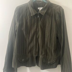 Christopher & Banks Dark Olive Corduroy Jacket